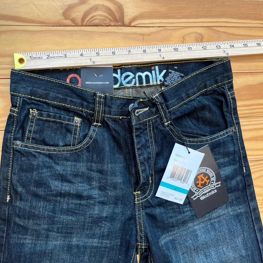 Akademiks Youth‎ Boys Jeans Size 16 Dark Wash Denim Pants Streetwear NWT
